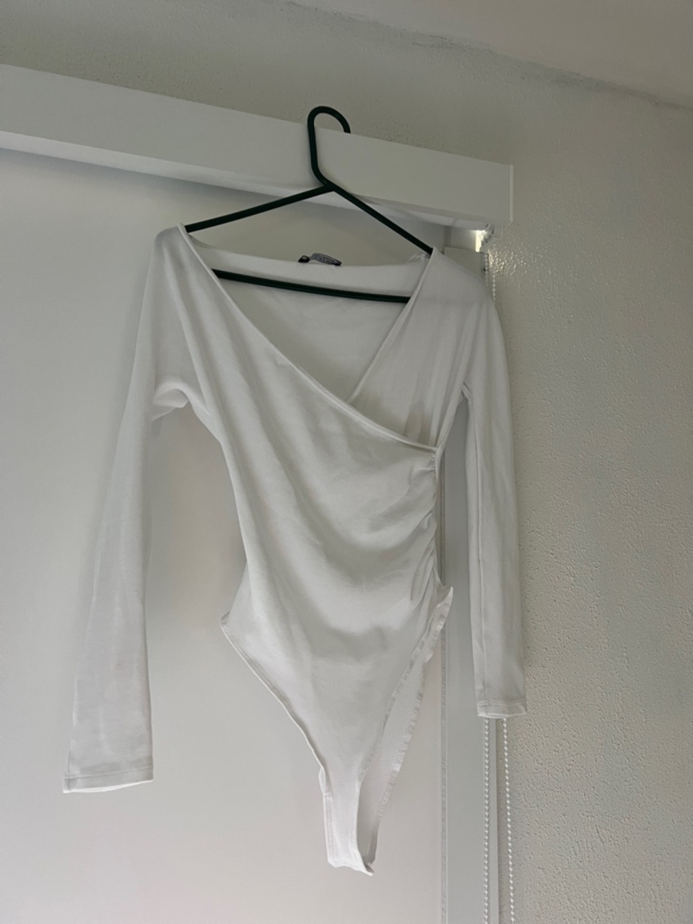 Zara White Wrap-Front Long Sleeve Bodysuit